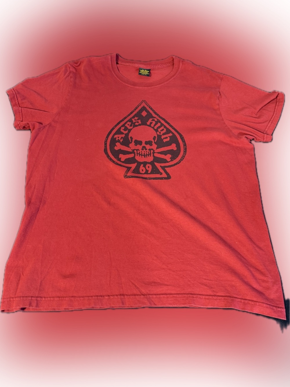Lucky Brand Skull Graphic T-Shirt Red Vintage Fit XXL Cotton